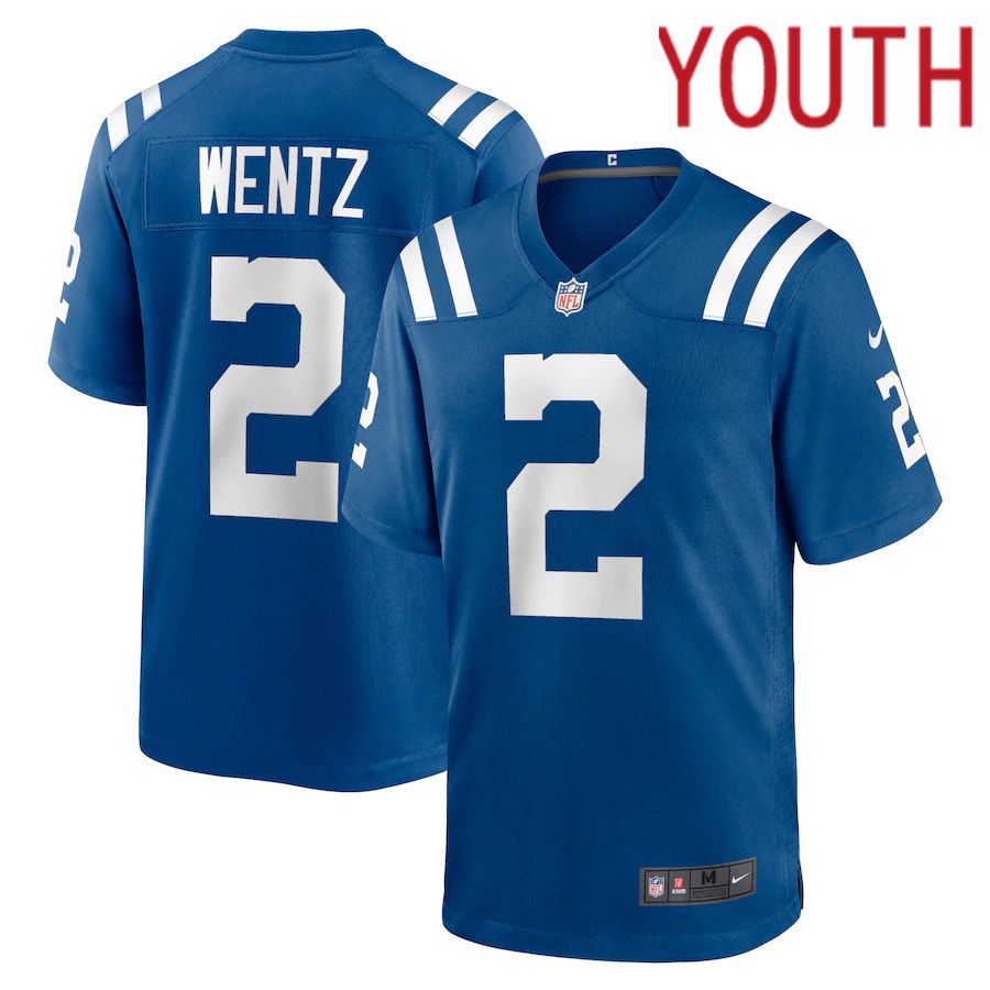 Youth Indianapolis Colts #2 Carson Wentz Nike Royal Game NFL Jersey
